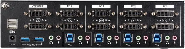 Alt view image 4 of 5 - StarTech.com SV431DL2DU3A 4-Port Dual Monitor Dual-Link DVI KVM Switch - 4K 60Hz - TAA Compliant KVM Switch