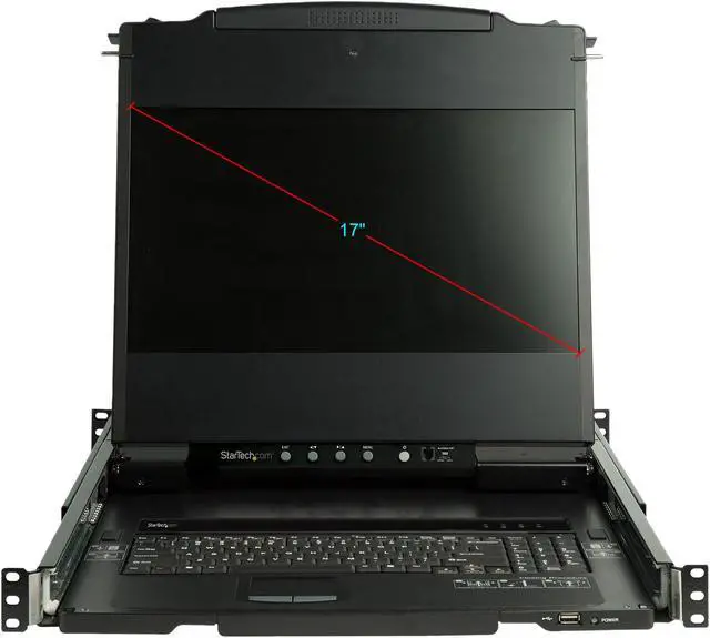 Alt view image 3 of 5 - StarTech.com RKCOND17HD 17" HD Rackmount KVM Console - Dual Rail - Cables and Mounting Brackets Included - DVI and VGA - Rackmount LCD Monitor