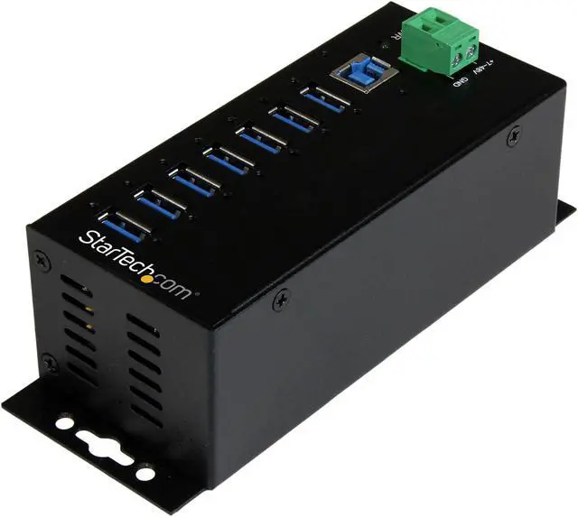 Alt view image 2 of 5 - StarTech.com HB30A7AME 7-Port Industrial USB 3.0 Hub with External Power Adapter - ESD & 350W Surge Protection (HB30A7AME)