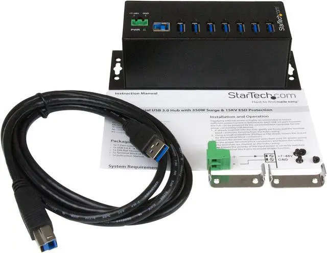 Alt view image 4 of 5 - StarTech.com HB30A7AME 7-Port Industrial USB 3.0 Hub with External Power Adapter - ESD & 350W Surge Protection (HB30A7AME)
