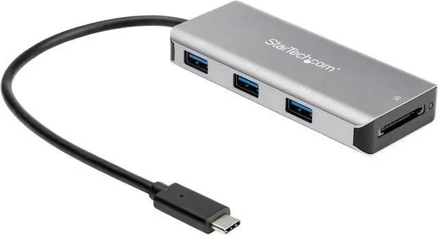 Main image of StarTech.com HB31C3ASDMB 3-Port USB-C Hub 10 Gbps with SD Card Reader & 9.8" Attached Host Cable - 3x USB-A (HB31C3ASDMB)