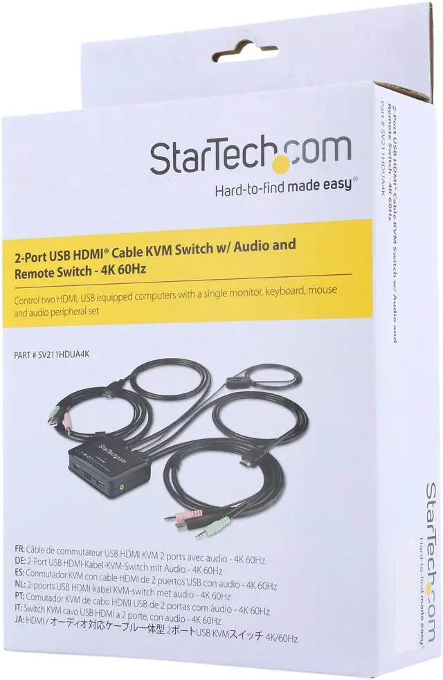 Alt view image 6 of 6 - StarTech.com SV211HDUA4K 2 Port HDMI KVM Switch with 4 Foot Built-In Cables - OS Independent - Support for 3.5mm Audio - USB 4K 60Hz (SV211HDUA4K)