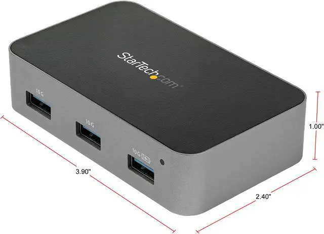Alt view image 3 of 5 - StarTech.com HB31C4AS 4-Port USB C Hub - USB 3.1 Gen 2 (10Gbps) to 4x USB A - Powered - Universal Power Adapter Included (HB31C4AS)