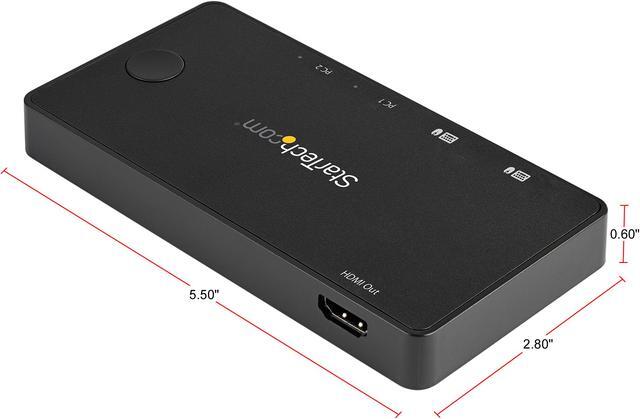 Alt view image 2 of 6 - StarTech.com SV211HDUC 2 Port USB C KVM Switch - 4K 60Hz HDMI - Compact Dual Port UHD USB Type C Desktop Mini KVM Switch with USB C Cables - Bus Powered - MacBook iPad Pro ThinkPad IdeaPad EliteBook (SV211HDUC)