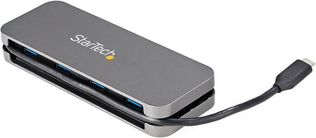 Alt view image 3 of 6 - StarTech.com HB30CM4AB 4 Port USB C Hub - 4x USB-A - 5Gbps USB 3.0 Type-C Hub (USB 3.2/3.1 Gen 1) - Bus Powered Portable USB-C to USB-A Adapter Laptop Hub - 11.2" (28.5cm) Cable w/ Cable Management (HB30CM4AB)