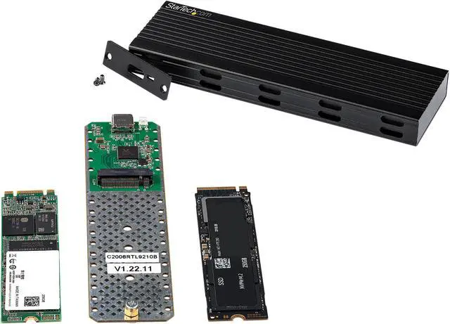 Alt view image 6 of 8 - USB-C 10Gbps to M.2 NVMe or M.2 SATA SSD Enclosure, External M.2 PCIe/SATA NGFF SSD Enclosure, Portable Aluminum Case, USB Type-C & USB-A Host Cables, For 2230/2242/2260/2280 - Works w/ Thunderbolt 3 (SM2E1BMU31C)