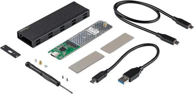 Alt view image 7 of 8 - USB-C 10Gbps to M.2 NVMe or M.2 SATA SSD Enclosure, External M.2 PCIe/SATA NGFF SSD Enclosure, Portable Aluminum Case, USB Type-C & USB-A Host Cables, For 2230/2242/2260/2280 - Works w/ Thunderbolt 3 (SM2E1BMU31C)