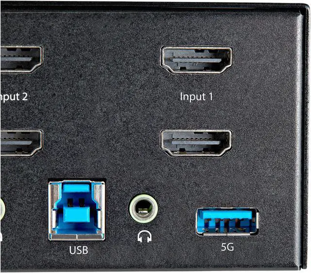 Alt view image 6 of 9 - 2 Port Dual Monitor HDMI KVM Switch, 4K 60Hz Ultra HD HDR, Desktop 4K HDMI 2.0 KVM Switch with 2 Port USB 3.0 Hub (5Gbps) & 4x USB 2.0 HID Port, Audio, Hotkey Switching, TAA - KVM with Fast Switching