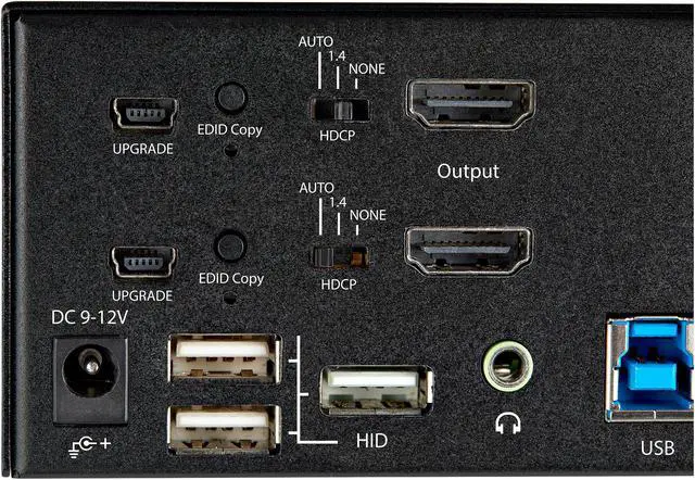 Alt view image 7 of 9 - 2 Port Dual Monitor HDMI KVM Switch, 4K 60Hz Ultra HD HDR, Desktop 4K HDMI 2.0 KVM Switch with 2 Port USB 3.0 Hub (5Gbps) & 4x USB 2.0 HID Port, Audio, Hotkey Switching, TAA - KVM with Fast Switching
