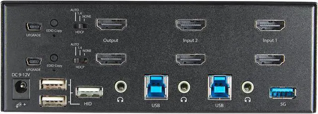 Alt view image 5 of 9 - 2 Port Dual Monitor HDMI KVM Switch, 4K 60Hz Ultra HD HDR, Desktop 4K HDMI 2.0 KVM Switch with 2 Port USB 3.0 Hub (5Gbps) & 4x USB 2.0 HID Port, Audio, Hotkey Switching, TAA - KVM with Fast Switching