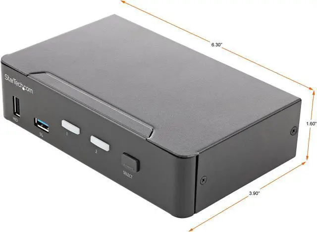 Alt view image 2 of 7 - 2 Port HDMI KVM Switch, Single Monitor 4K 60Hz Ultra HD HDR, Desktop HDMI 2.0 KVM Switch with 2 Port USB 3.0 Hub (5Gbps) & 4x USB 2.0 HID Ports, Audio, Hotkey Switching, TAA - KVM with Fast Switching