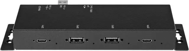 Alt view image 4 of 7 - 4 Port USB C Hub 10Gbps, Metal Industrial USB-C Hub, 2x USB-C & 2x USB-A, ESD Surge Protection, USB-C or USB-A Host, Self-Powered, Mountable USB 3.1 Gen 2 Type-C Hub - Commercial/Rugged USB Hub