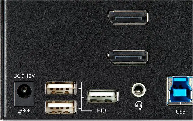 Alt view image 6 of 8 - 2 Port Triple Monitor DisplayPort KVM Switch, 4K 60Hz UHD HDR, Desktop 4K DP 1.2 KVM with 2 Port USB 3.0 Hub (5Gbps) & 4x USB 2.0 HID Ports, Audio, Hotkey Switching, TAA - Keyboard/Video/Mouse Switch