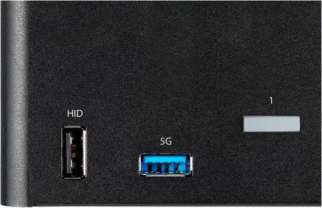 Alt view image 7 of 8 - 2 Port Triple Monitor DisplayPort KVM Switch, 4K 60Hz UHD HDR, Desktop 4K DP 1.2 KVM with 2 Port USB 3.0 Hub (5Gbps) & 4x USB 2.0 HID Ports, Audio, Hotkey Switching, TAA - Keyboard/Video/Mouse Switch