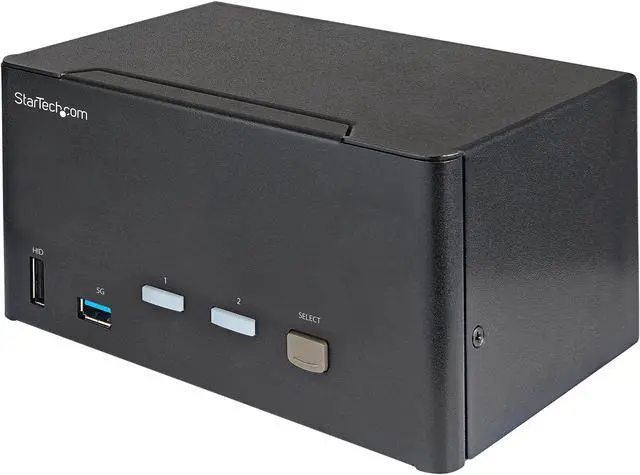 Main image of 2 Port Triple Monitor DisplayPort KVM Switch, 4K 60Hz UHD HDR, Desktop 4K DP 1.2 KVM with 2 Port USB 3.0 Hub (5Gbps) & 4x USB 2.0 HID Ports, Audio, Hotkey Switching, TAA - Keyboard/Video/Mouse Switch
