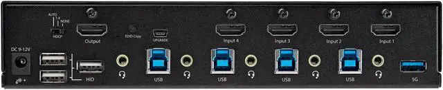 Alt view image 5 of 5 - 4 Port HDMI KVM Switch, Single Monitor 4K 60Hz Ultra HD HDR, Desktop HDMI 2.0 KVM Switch with 2 Port USB 3.0 Hub (5Gbps) & 4x USB 2.0 HID Ports, Audio, Hotkey Switching, TAA - KVM with Fast Switching