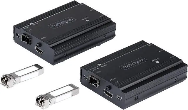 Alt view image 6 of 11 - 4K HDMI KVM Extender over Fiber, HDMI Video & USB over Fiber, up to 984ft/300m (MultiMode), 10G MMF SFP+ modules, Remote KVM Switch/Console Extender, KVM Extension Kit (TX/RX) - Transmitter & Receiver