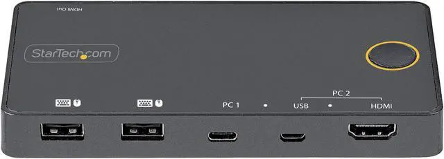 Alt view image 9 of 12 - 2 Port Hybrid USB-A + HDMI & USB-C KVM Switch, Single 4K 60Hz HDMI 2.0 Monitor, Compact Desktop and/or Laptop HDMI KVM Switch, USB Bus Powered, Thunderbolt 3 Compatible - 2 Port HDMI KVM Switch