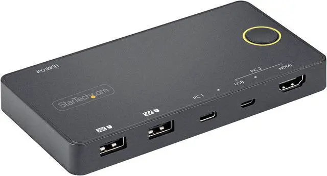 Alt view image 7 of 12 - 2 Port Hybrid USB-A + HDMI & USB-C KVM Switch, Single 4K 60Hz HDMI 2.0 Monitor, Compact Desktop and/or Laptop HDMI KVM Switch, USB Bus Powered, Thunderbolt 3 Compatible - 2 Port HDMI KVM Switch