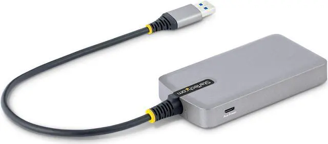 Alt view image 2 of 6 - StarTech.com 3-Port USB Hub with Ethernet - 3x USB-A Ports - Gigabit Ethernet (RJ-45) - USB 3.0 5Gbps - Bus-Powered - 1ft/30cm Long Cable - Portable Laptop USB Hub Adapter w/ GbE 5G3AGBB-USB-A-HUB