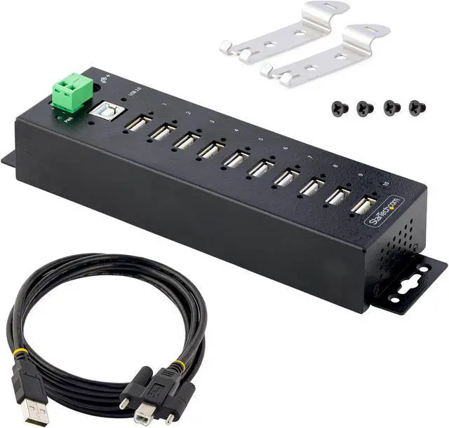 Alt view image 7 of 7 - StarTech.com 10-Port Industrial USB 2.0 Hub - Rugged USB Hub w/ESD Level 4 Protection (USB210AIND-USB-A-HUB)
