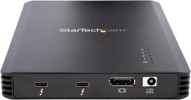 Alt view image 3 of 7 - StarTech.com 4 Bay Thunderbolt 3 NVMe External Enclosure for M.2 NVMe SSD Drives - 1x DisplayPort Video/ 2x TB3 Downstream Ports - 40Gbps - 72W Power Supply (M2E4BTB3)