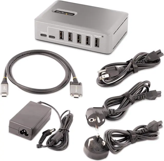 Alt view image 7 of 7 - StarTech 10-Port USB-C Hub - 8x USB-A/2x USB-C - Self-Powered w/65W Power Supply - USB 3.1 10Gbps - Desktop/Laptop USB Hub w/USB-IF Certified 3ft Locking Cable, USB C Hub