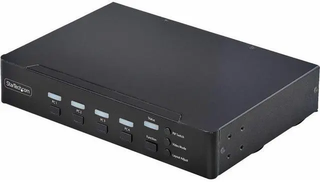 Main image of StarTech 4-Port DisplayPort KVM Switch with Mouse Roaming and Multi-View / Picture-in-Picture, 4K 60Hz, USB 3.0 (5Gbps) Hub, TAA