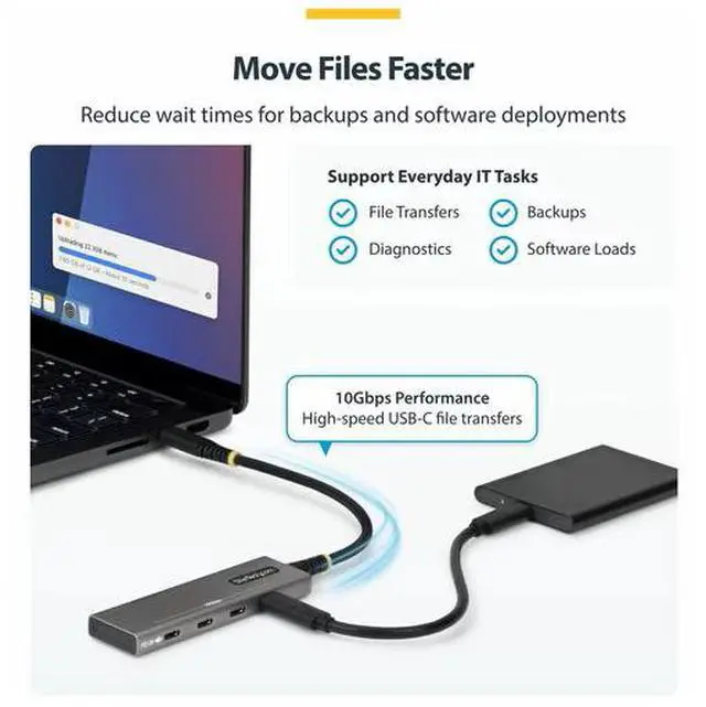 Alt view image 3 of 3 - StarTech 4-Port USB-C Hub - 10Gbps - 100W PD Charging - 4x USB-C Ports - Overcurrent Protection - PCR Aluminum - For Laptop/Tablet - 309B-USBC-HUB