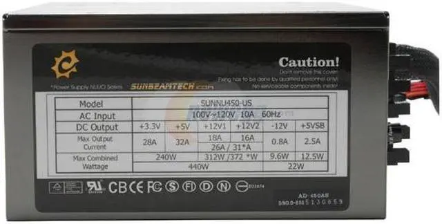 Alt view image 4 of 8 - Sunbeam NUUO SUNNU450-US-BK 450 W ATX12V / EPS12V Modular Active PFC Power Supply