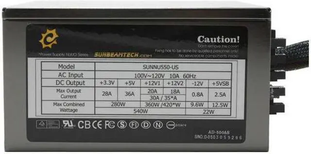 Alt view image 5 of 8 - Sunbeam NUUO SUNNU550-US-SV 550 W ATX12V / EPS12V SLI Certified CrossFire Ready Modular PF Value 0.95 ~ 0.99 PFC Power Supply
