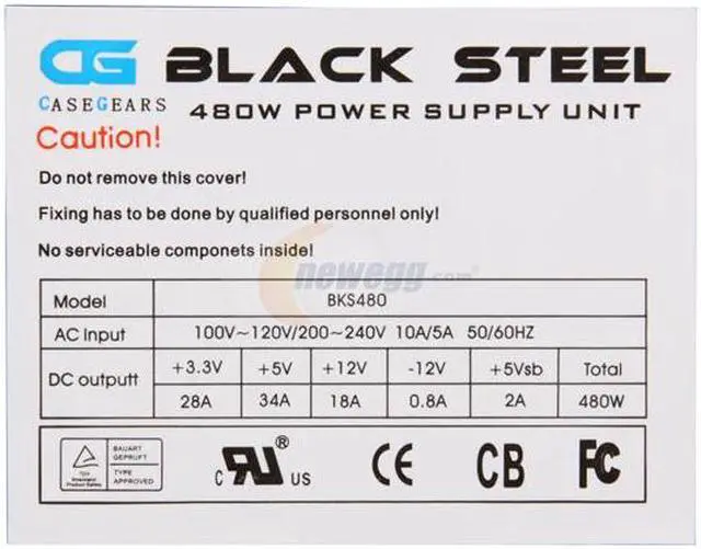 Alt view image 4 of 6 - Sunbeam PSU-BKS-480-US 480 W ATX12V Power Supply - OEM