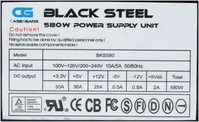 Alt view image 3 of 7 - Sunbeam PSU-BKS580-US 580 W ATX Power Supply - OEM