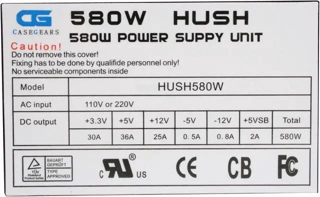 Alt view image 5 of 9 - Sunbeam Hush PSU-HUSH580-US 580 W ATX12V Power Supply - OEM