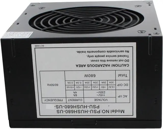 Alt view image 6 of 11 - Sunbeam PSU-HUSH680-US 680 W ATX 12V 2.0 Power Supply - OEM