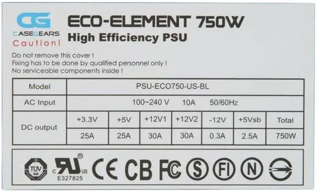 Alt view image 11 of 13 - Sunbeam PSU-ECO750-US-BL 750 W ATX12V 2.3 80 PLUS Certified Active PFC Power Supply - OEM