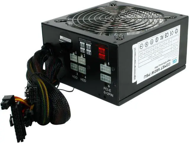 Alt view image 4 of 8 - Sunbeam PSU-COM680-BK-US 680 W ATX12V Modular Active PFC Power Supply - OEM