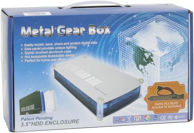 Alt view image 5 of 5 - Galaxy METAL GEAR 3500SASP-Black Aluminum 3.5" Black SATA USB 2.0 & SATA External Enclosure