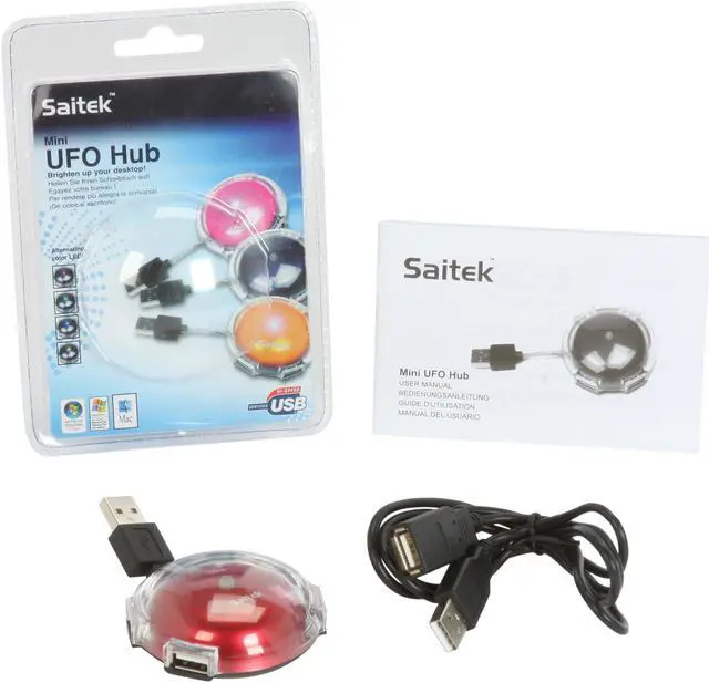 Alt view image 5 of 5 - Saitek PZ37Ar Metallic Red Mini UFO Hub