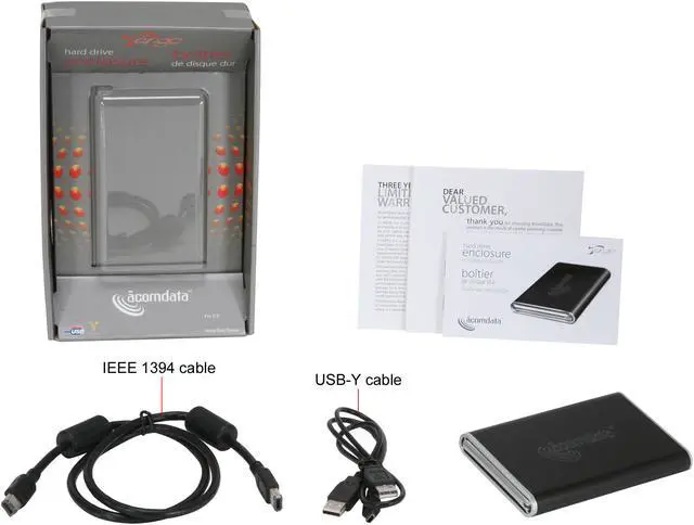 Alt view image 5 of 5 - acomdata Tango TNGXXXUFAE-BLK 2.5" Black SATA USB & 1394 External Enclosure