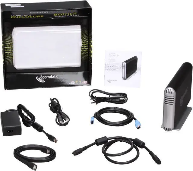 Alt view image 5 of 5 - acomdata SMBXXXUFABS-BLK Aluminum 3.5" Silver / Black SATA USB2.0 & FireWire 400/800 & eSATA Enclosure Kit