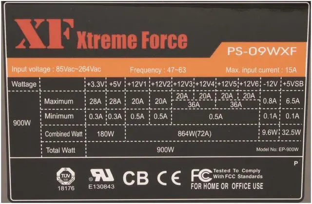 Alt view image 5 of 9 - Athenatech XF Xtreme Force PS-09WXF 900 W ATX12V / EPS12V SLI Ready CrossFire Ready Modular Active PFC Power Supply