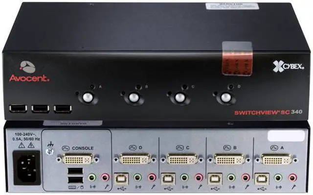 Alt view image 3 of 3 - Avocent SwitchView SC340 - KVM / audio / USB switch - 4 ports - desktop