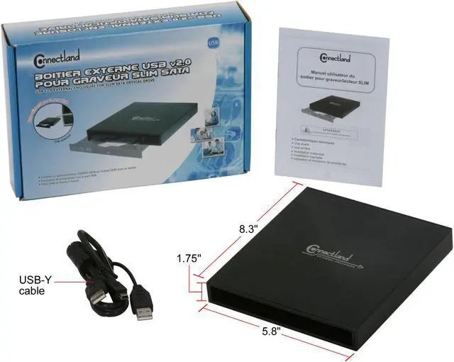 Alt view image 9 of 9 - SYBA CL-ENC55001 5.25" SATA USB 2.0 External Enclosure for Slim SATA CD/DVD Drive/writer