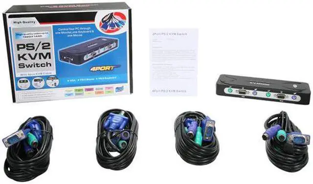 Alt view image 6 of 6 - SYBA SY-KVM22002 4-Ports PS/2 KVM Switch