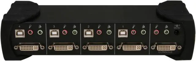 Alt view image 2 of 3 - SYBA SY-KVM20108 4-Port USB DVI KVM Switch with Speaker, Microphone, Printer and Thumb Drive Support