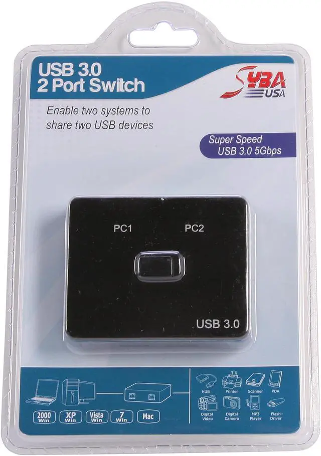 Alt view image 5 of 5 - SYBA SY-SWI20119 USB 3.0 2-Port Peripheral Sharing Switch Works with USB-enabled PCs and Mac Computers