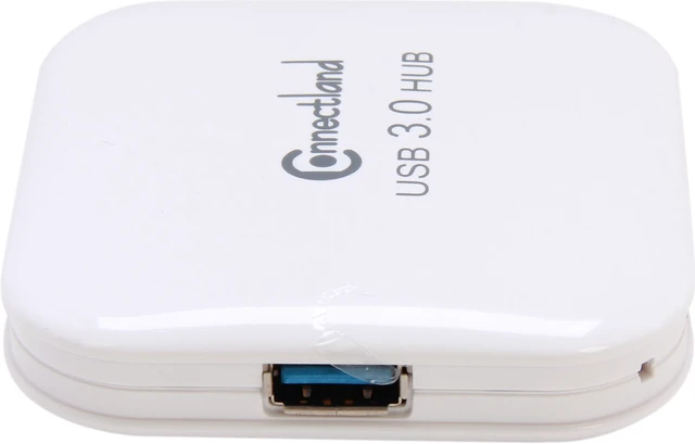Alt view image 3 of 7 - Connectland CL-HUB20127 USB 3.0 4-port Pocket Size Hub, 5Gbps Data Rate, Free AC Adapter and Cable - White