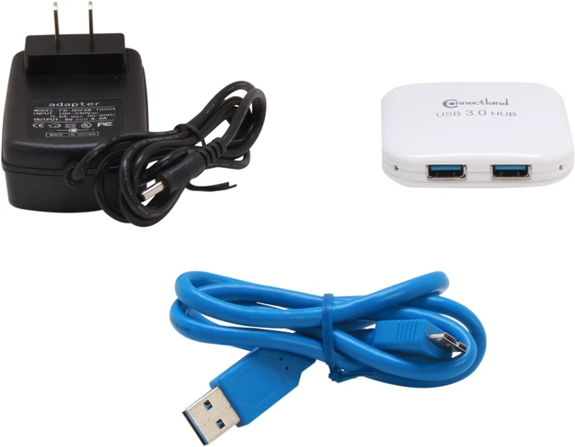 Alt view image 6 of 7 - Connectland CL-HUB20127 USB 3.0 4-port Pocket Size Hub, 5Gbps Data Rate, Free AC Adapter and Cable - White