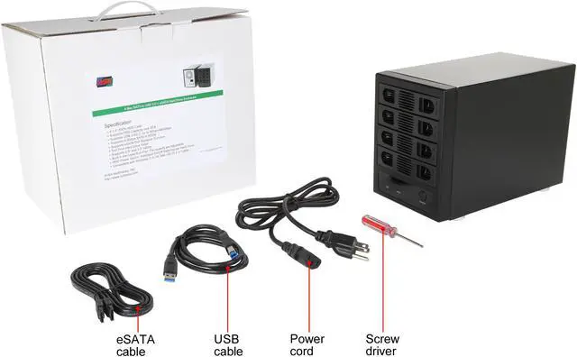 Alt view image 9 of 8 - SYBA SY-ENC50104 4 Bay 3.5" SATA III HDD NON-RAID Enclosure – Supports USB 3.0 & eSATA Interface